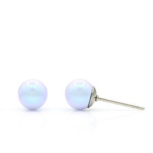 Iridescent Pearl Studs | 6mm Pearl Earrings | Small Blue Pearl | Swarovski Pearl